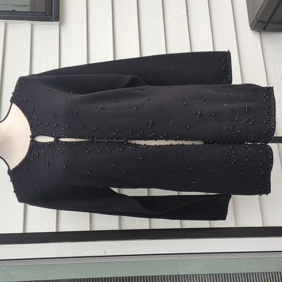 Vintage Nipon Studio Beaded Long 1/2 button Cardigan Sweater - Picture 1 of 14